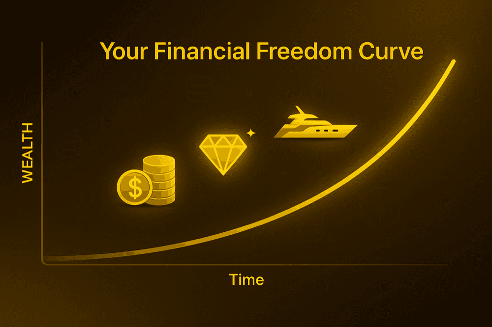 Financial Freedom Curve showing exponential growth of wealth over time